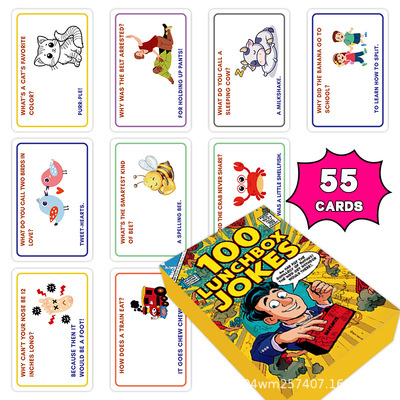 跨境新品 100 LUNCHBOX JOKES 午餐后的100个问答笑话英文卡牌