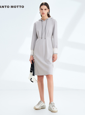 cantomotto【商场同款】连帽休闲收腰连衣裙