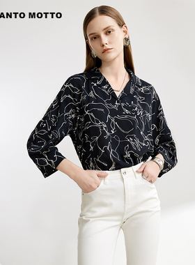 cantomotto秋季商场同款印花衬衫宽松版通勤上衣女