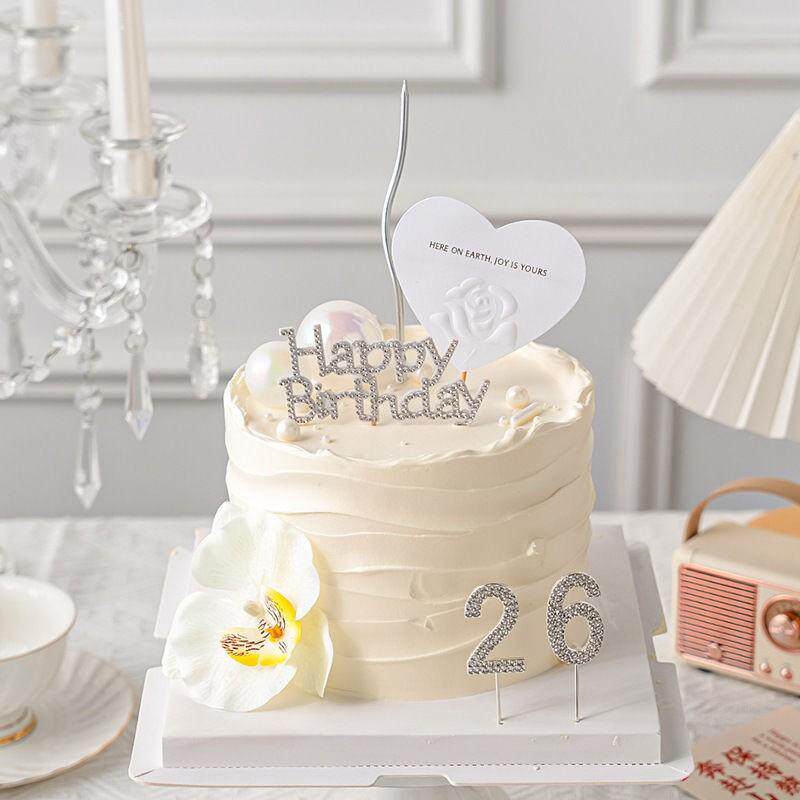 钻石数字happy birthday蛋糕插牌女神小仙女生日派对烘焙装饰插件