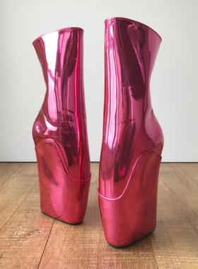 性感欧美新款荧光色荧光红色芭蕾包跟短靴 BLDB130X