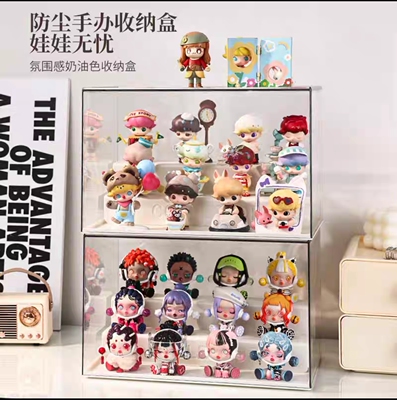 泡泡玛特小野盲盒展示架收纳柜乐高积木摆件手办透明亚克力展示盒
