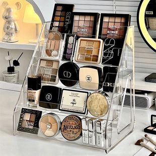 化妆品收纳盒桌面高级感亚克力阶梯架梳妆台护肤品眼影口红置物架