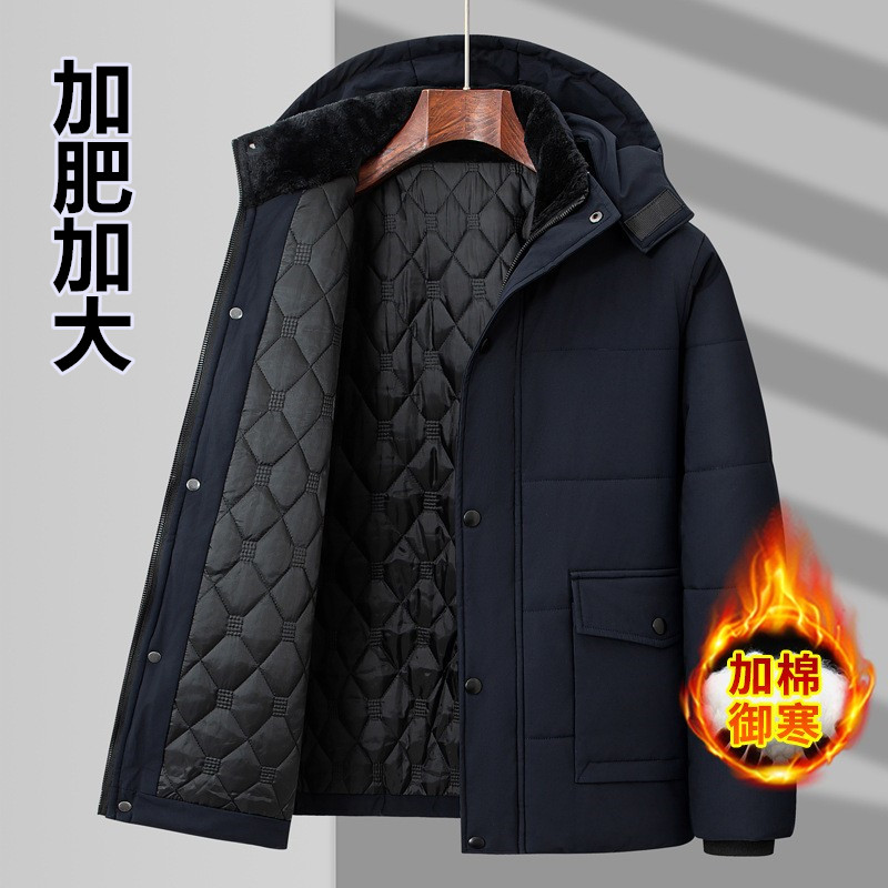 中老年胖爸爸加绒加厚棉衣肥大码