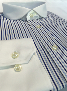 【Taylor Tailor】衬衫定制 蓝色条纹商务纯棉长袖衬衣 量身定制