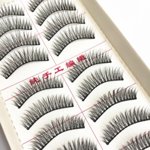 一盒10对 自然簇簇交叉裸妆眼睫毛 092 台湾半手工假睫毛