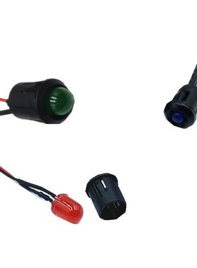 带14MM黑色灯套 F10圆头LED带线发光二极管3V6V12V24V220V指示灯