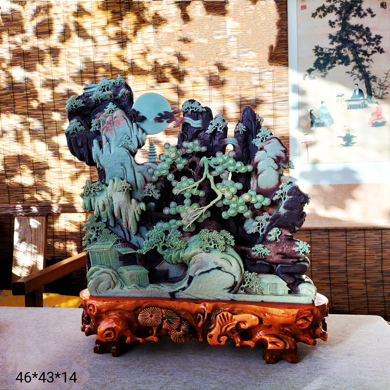 宗正堂 天然紫袍玉带石梵净山保护区封山老双带料纯手工雕刻摆件