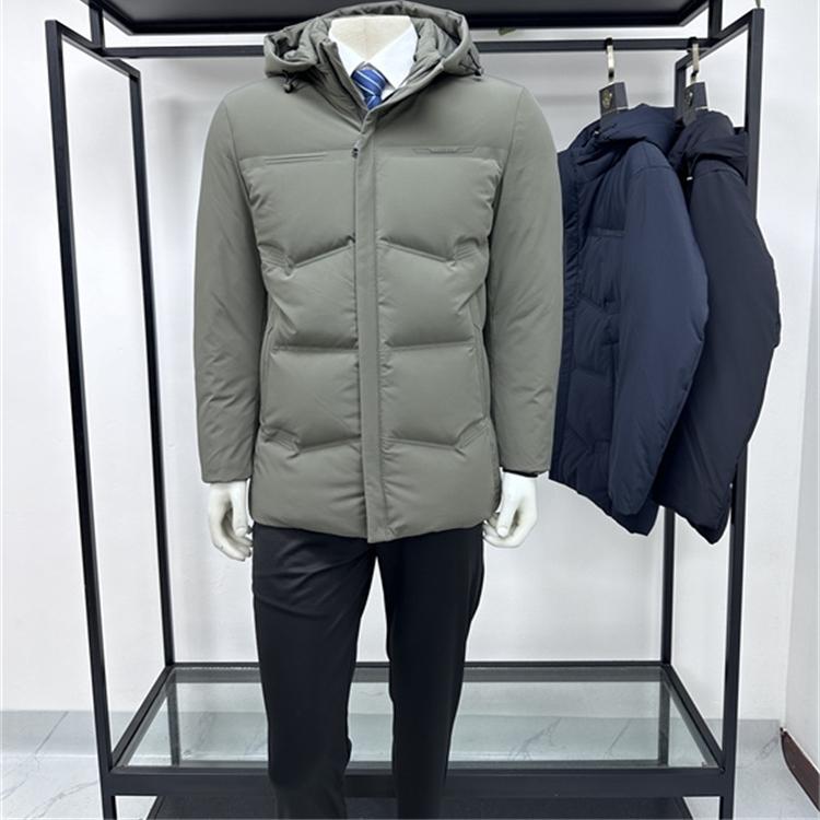 铭盛缘商务脱卸帽中长款羽绒服