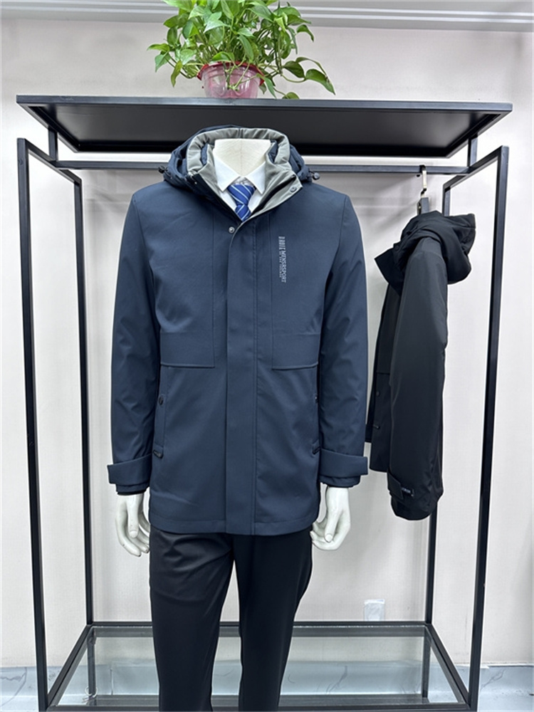 铭盛缘商务脱卸帽休闲中长鹅绒服