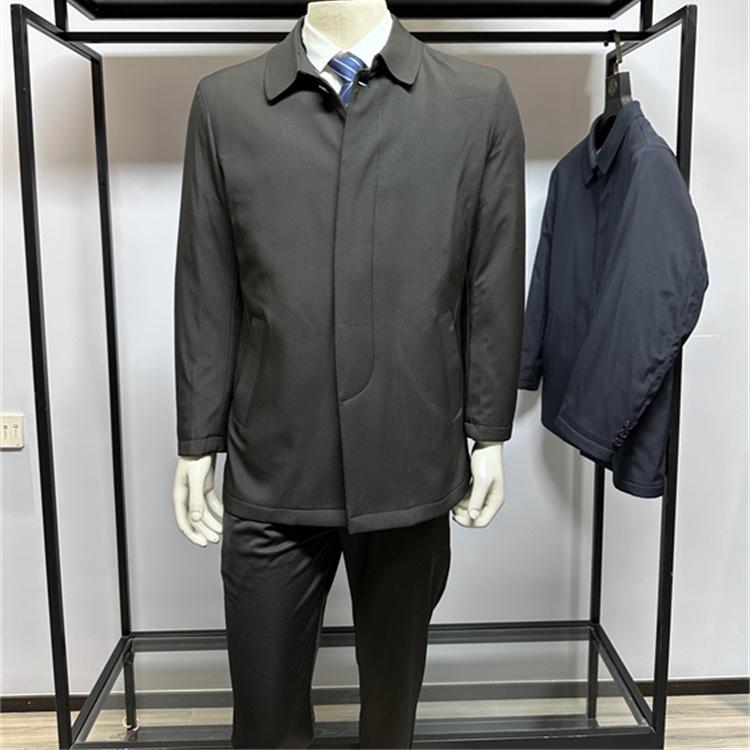 铭盛缘商务翻领中长款羽绒服外套