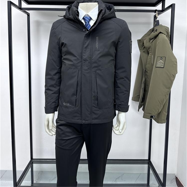商务休闲脱卸帽羽绒服外套