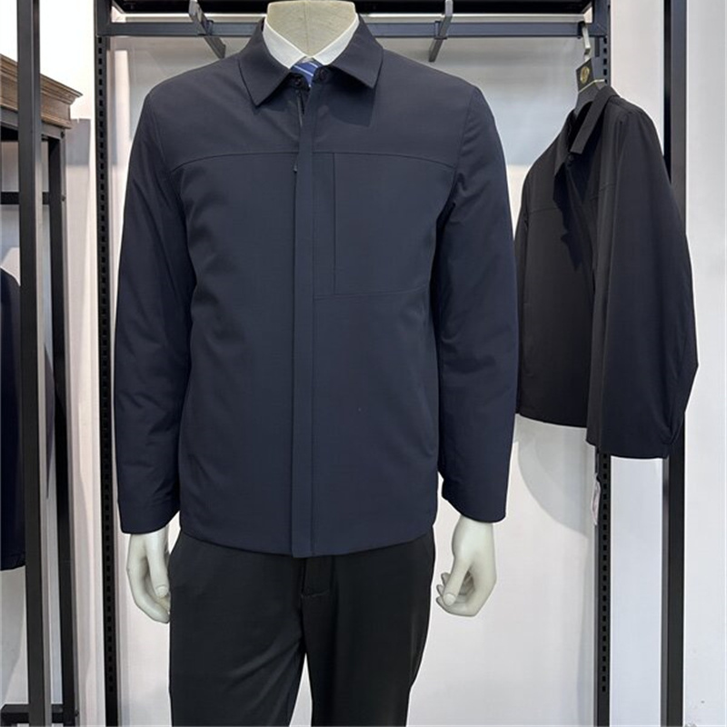 轻薄款25年冬季新品商务休闲翻领拉链门襟白鸭绒男士羽绒服铭盛缘