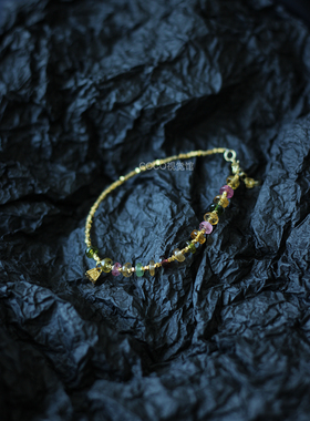 天然碧玺手链925纯银镀金手串精致