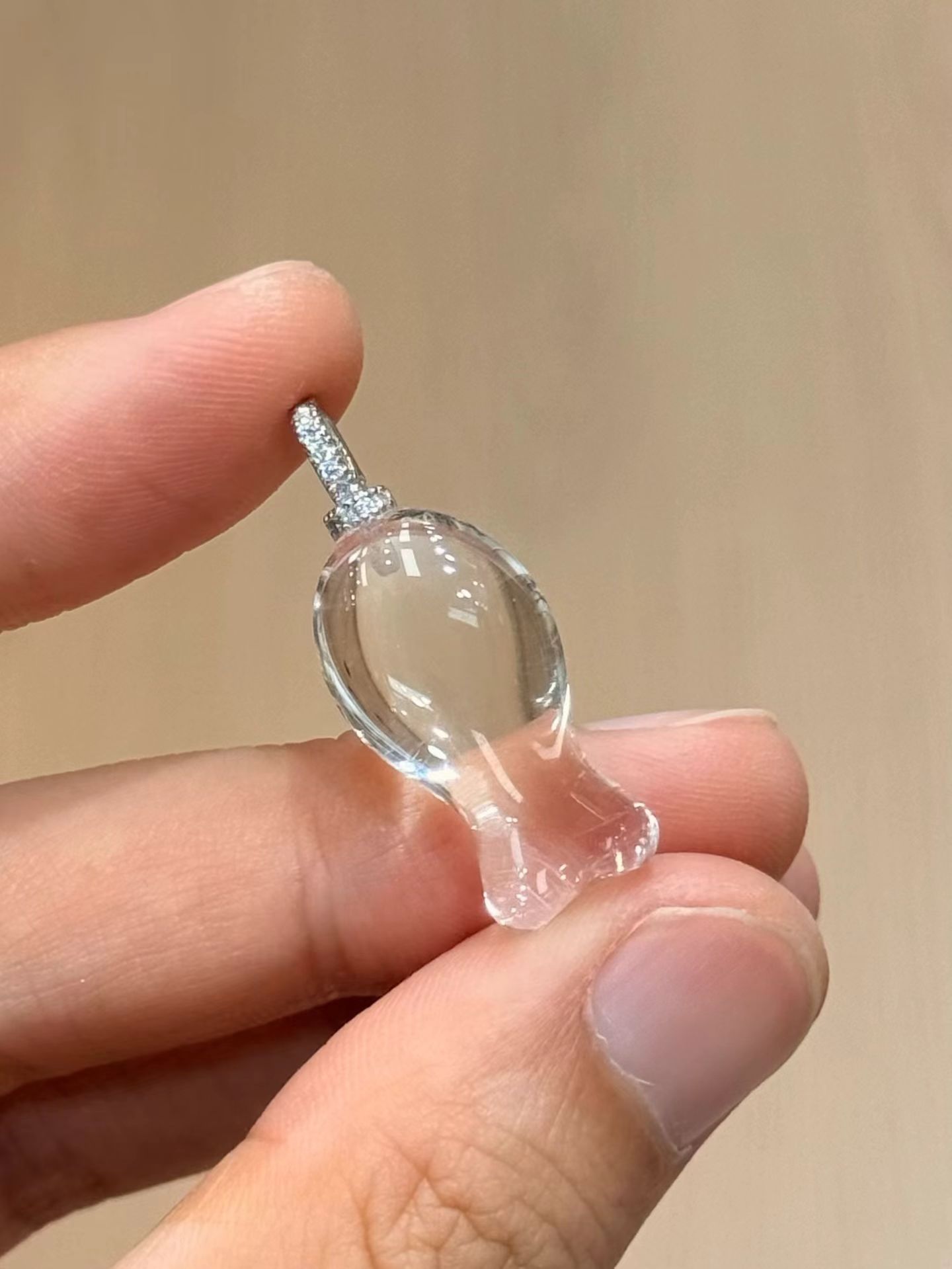 天然白水晶小鱼吊坠项链女款手工新中式国风轻奢小众高级感锁骨链