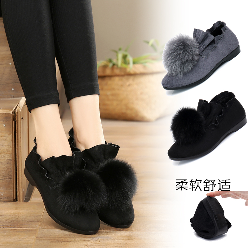 老北京布鞋秋冬新款加绒毛毛鞋