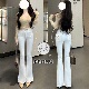 大长腿丰胯裤 高腰 ～韩女御姐简约奶白色提臀百搭微喇叭牛仔裤