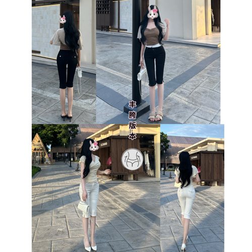 丰胯卡普里裤~夏季新品修身显瘦时尚百搭薄款小脚紧身气质牛仔裤