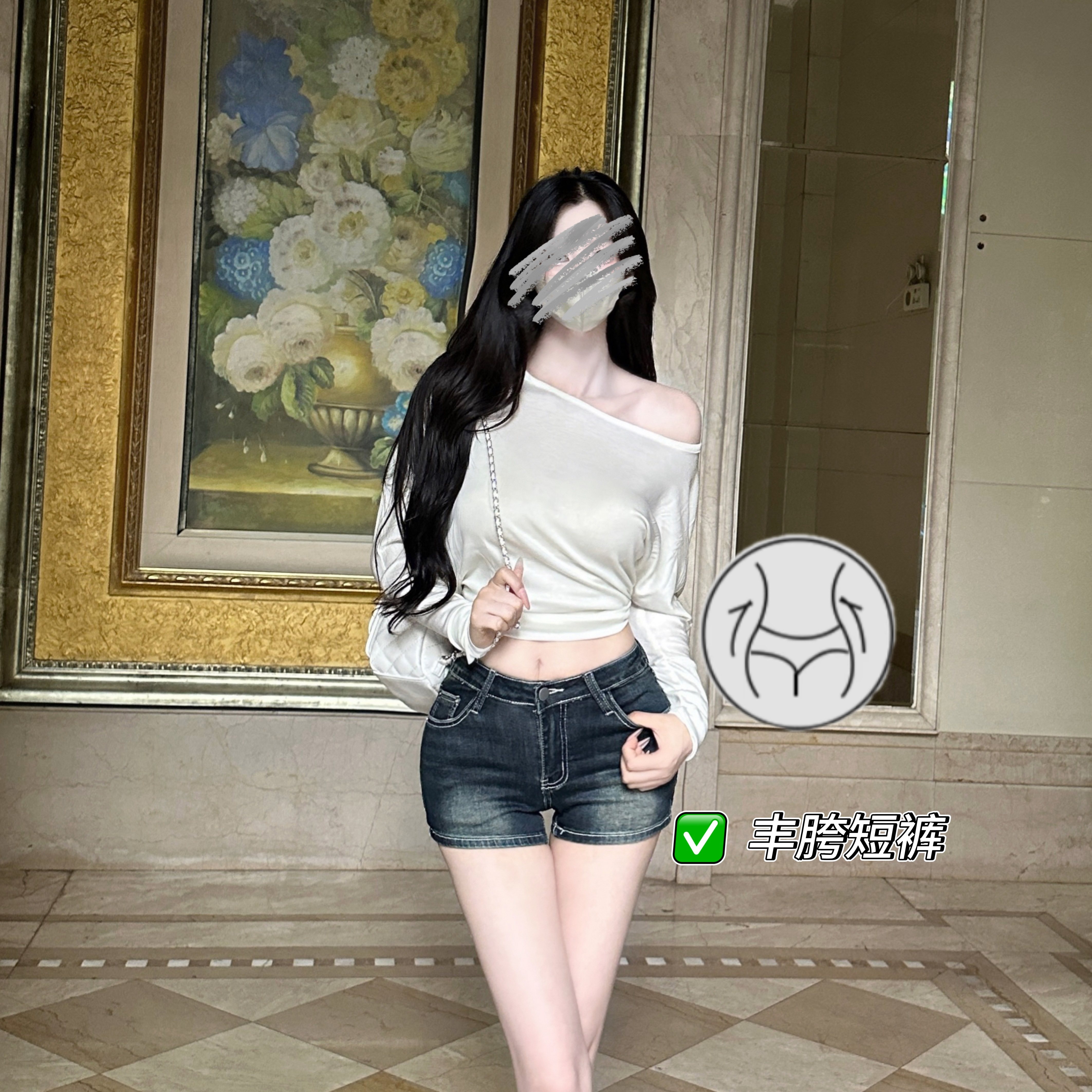 热辣新款丰胯~中腰辣妹性感复古蓝色夏季深色牛仔短裤热裤