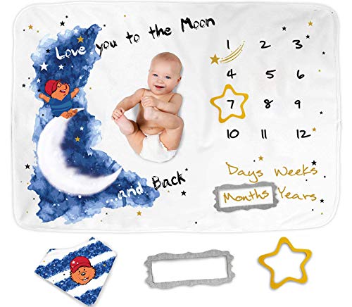 baby monthly milestone blanket for baby boy or girl
