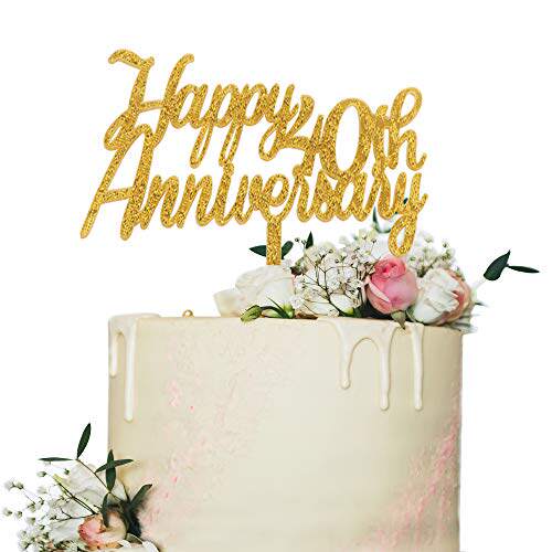 happy 40th anniversary cake topper,gold glitter chee