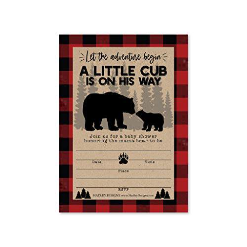 25 little bear baby shower invitations, sprinkle in