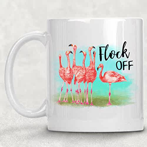 flock off mug funny flamingo watercolor art coffee