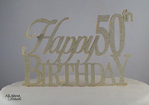 all about details gold happy-50th-birthday cake toppe