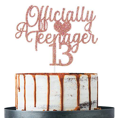 rose gold glitter 13 cake topper, happy 13th birth