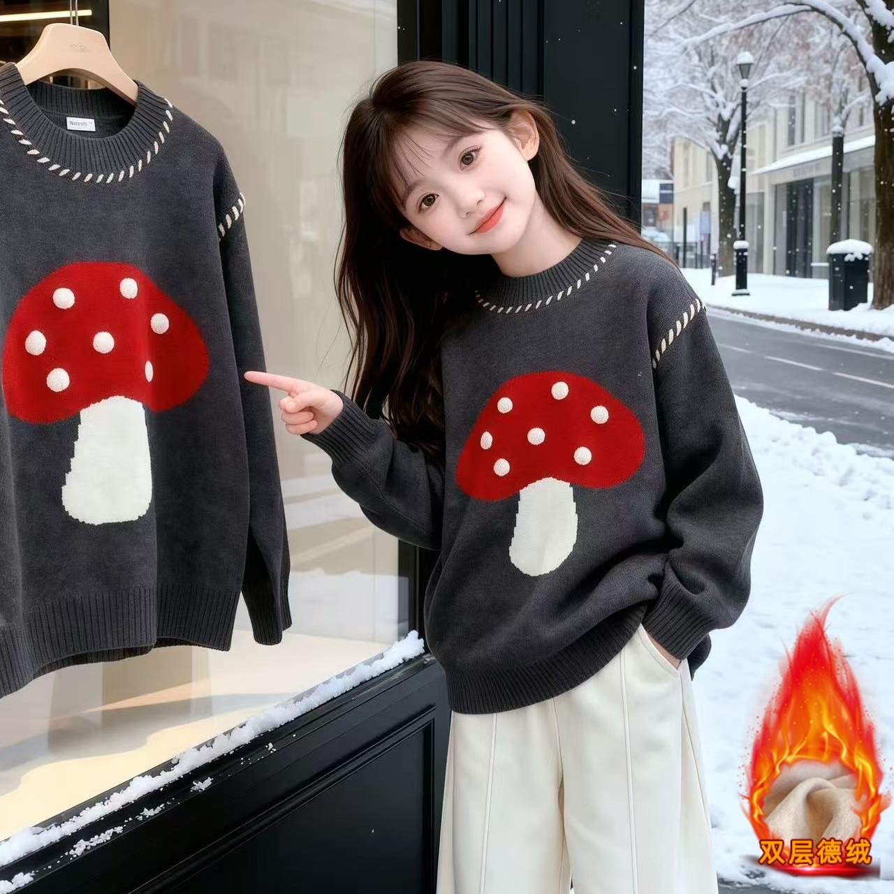 女童加绒加厚毛衣2025秋冬装新款儿童保暖针织衫中大童洋气上衣。,童装/婴儿装/亲子装,毛衣/针织衫,淘宝优惠券,粉丝福利购,淘宝优惠卷