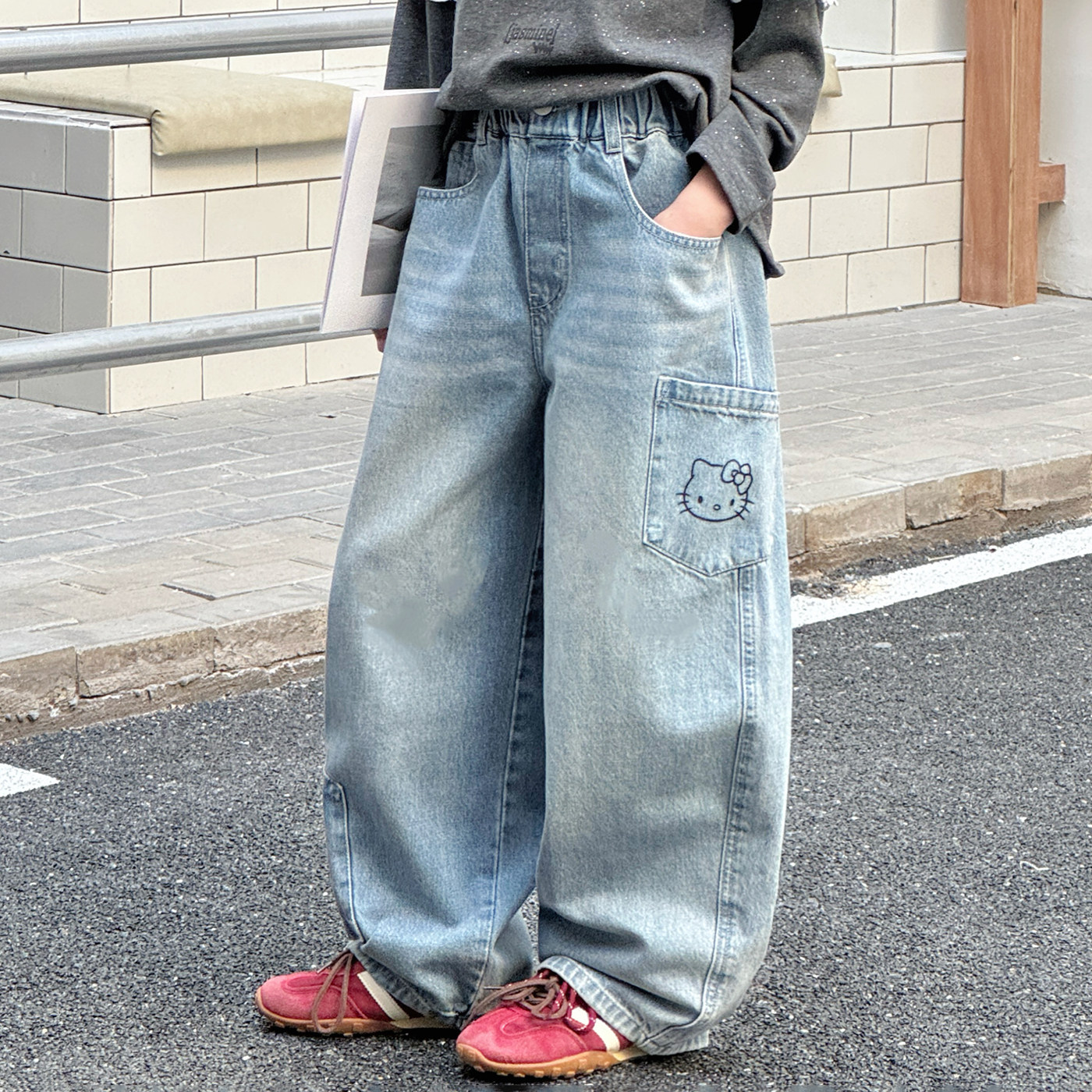 女童印花牛仔裤2026春秋新款女大童时尚弯刀裤洋气裤子儿童阔腿裤,童装/婴儿装/亲子装,儿童牛仔裤,淘宝优惠券,粉丝福利购,淘宝优惠卷