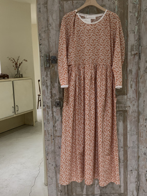 001现货 日本VIOLETTE ROOM小众设计粉色碎花连衣裙长裙