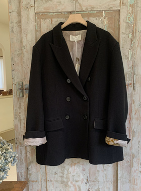 MAO BY MAO原创设计师品牌时尚休闲黑色枪驳领垫肩西装外套