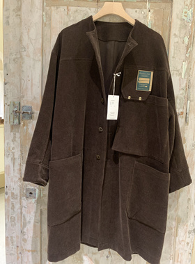 现货 折扣-aseedoncloud Handwerker 全棉灯芯绒 无领外套风衣