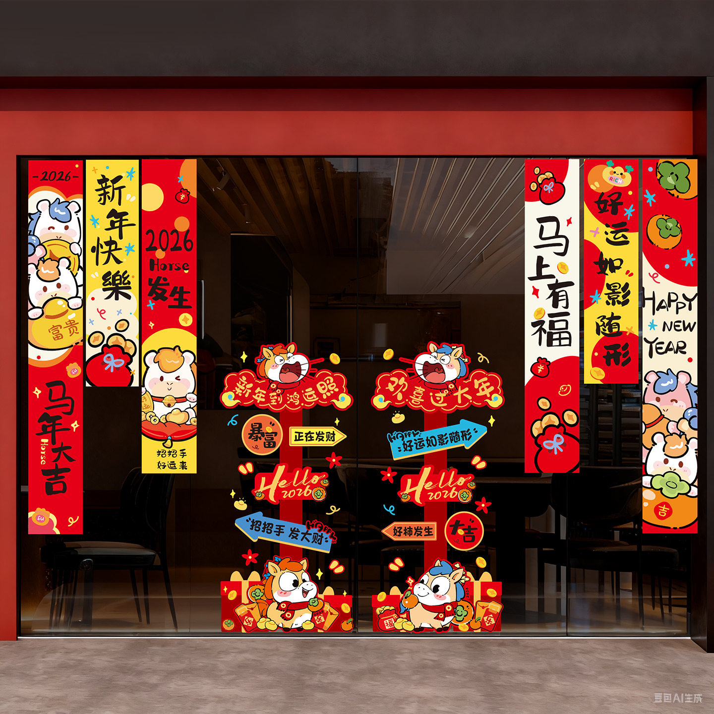 新年玻璃贴装饰2026马年新款窗花春节过年喜庆橱窗氛围感布置用品,节庆用品/礼品,喜字/剪纸/贴纸,淘宝优惠券,粉丝福利购,淘宝优惠卷