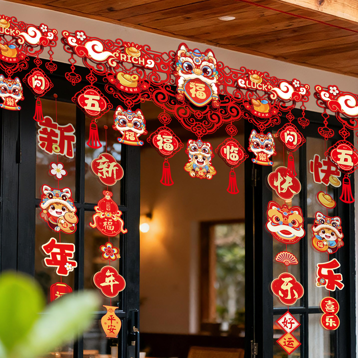 春节店铺门头装饰2026橱窗挂件