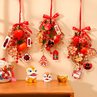 新年2026过年装饰挂件马年春节藤条贺年门口氛围布置喜庆福字挂饰