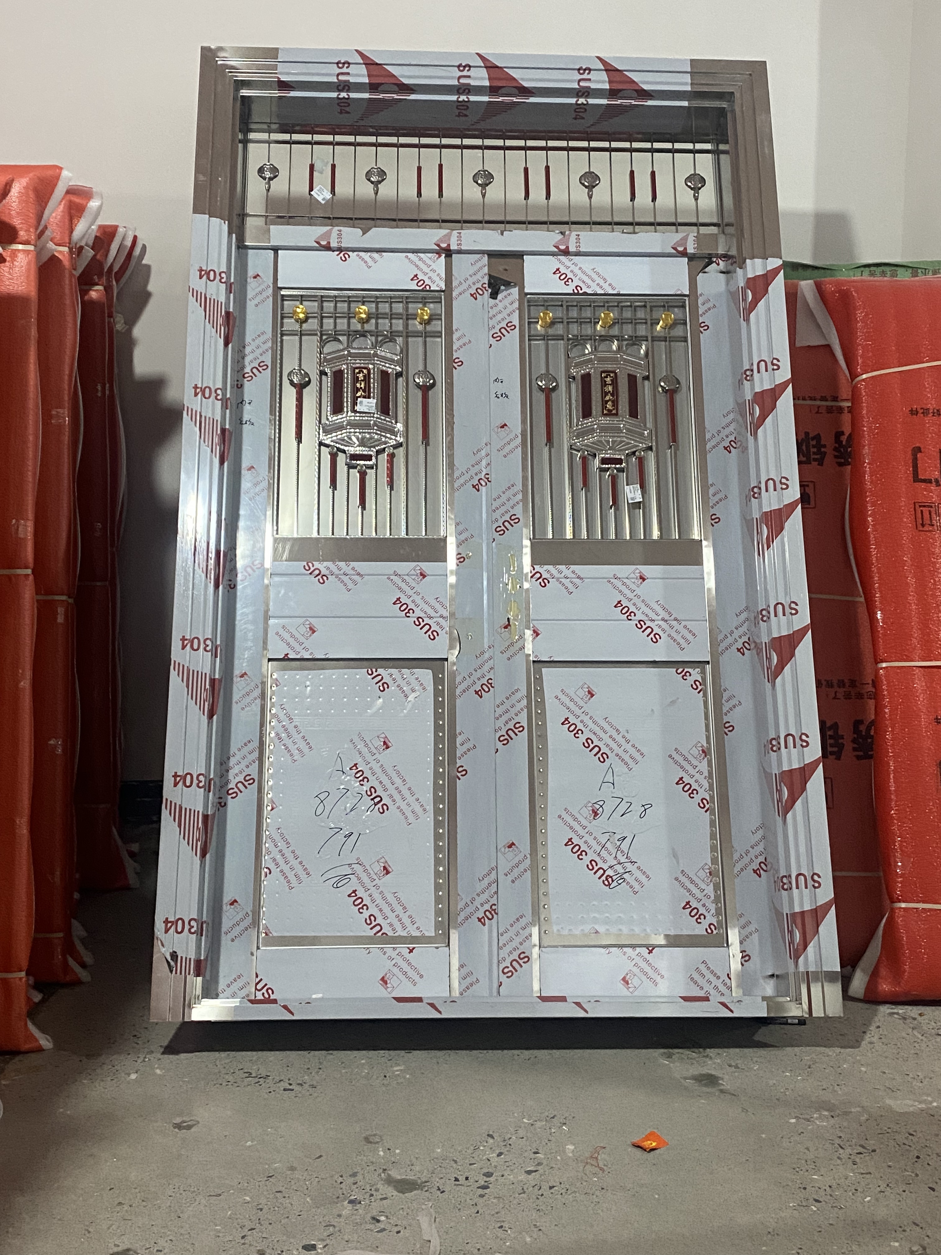 定制304不锈钢门双开门农村自建房进户门子母门家用防盗别墅大门