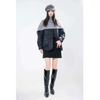 哥家商场同款2025秋冬新款宽松百搭菱格纹保暖新雪丽棉服540073