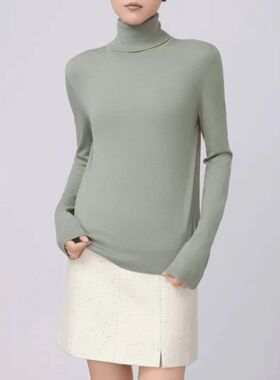 哥家商场同款2025冬新款轻熟上衣高领套头羊毛针织打底衫5399777