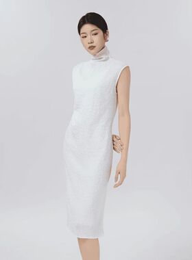 哥家商场同款25新中式无袖连衣裙高级感修身白色包臀裙女装550017