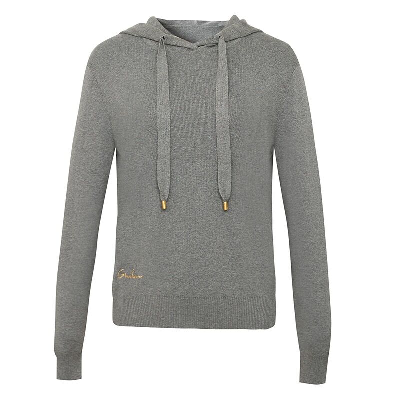 哥家商场同款新款深呼吸女秋简约纯色连帽卫衣棉针织上衣A300858