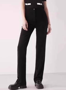 哥家商场同款2025新款简约气质百搭修身直筒高腰休闲裤女5100555