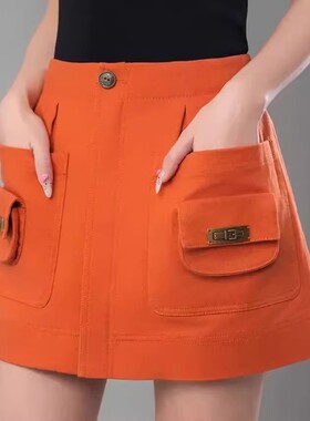 哥家商场同款2026春夏新百搭显瘦工装双口袋短裙半身裙女5200429