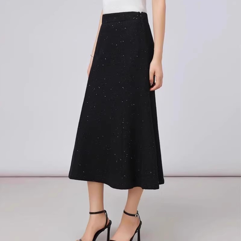 哥家商场同款春秋新款高腰百搭羊毛细闪鱼尾裙半身裙女冬5200404