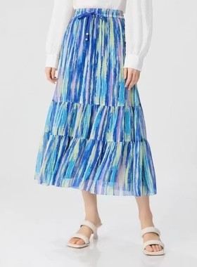 哥家商场同款2025新款甜美减龄松紧腰百褶裙蛋糕半身裙女1200355