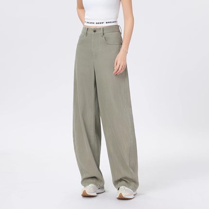 哥家商场同款2025新款休闲弯刀裤宽松扎花水洗牛仔裤女装510084