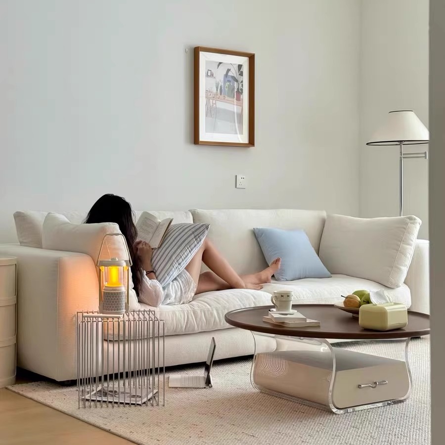 莱茵布艺沙发奶油风可拆洗