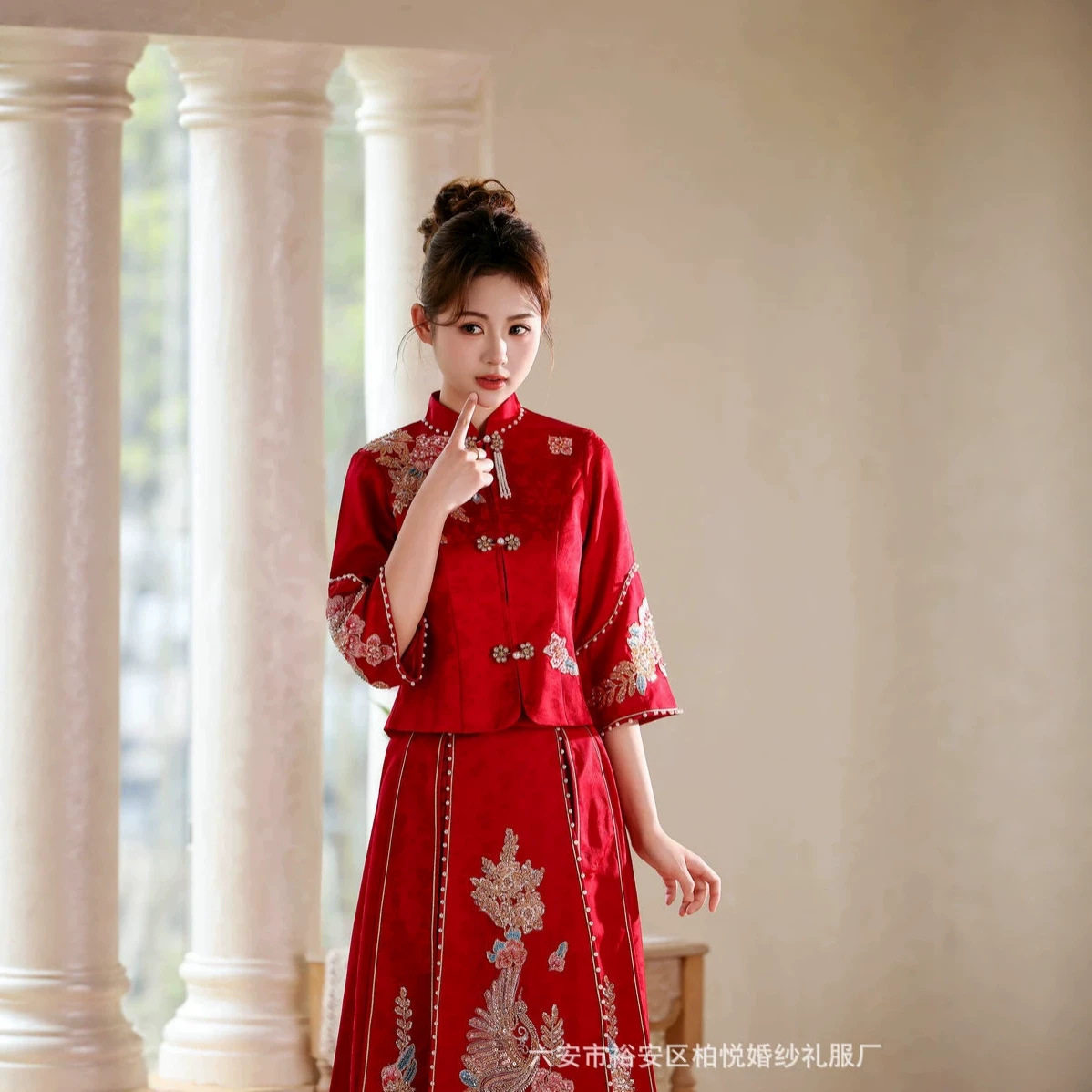 秀禾服婚服26新娘婚礼服结婚中式敬酒服订婚出阁服修身新中式旗袍
