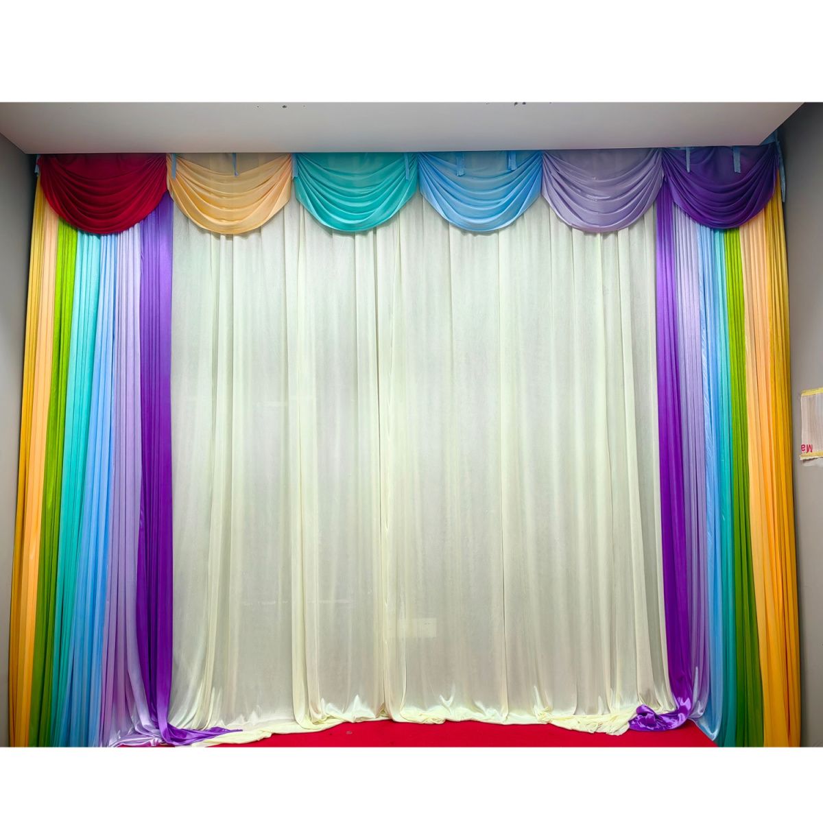 彩虹纱幔表演区小舞台背景幕布